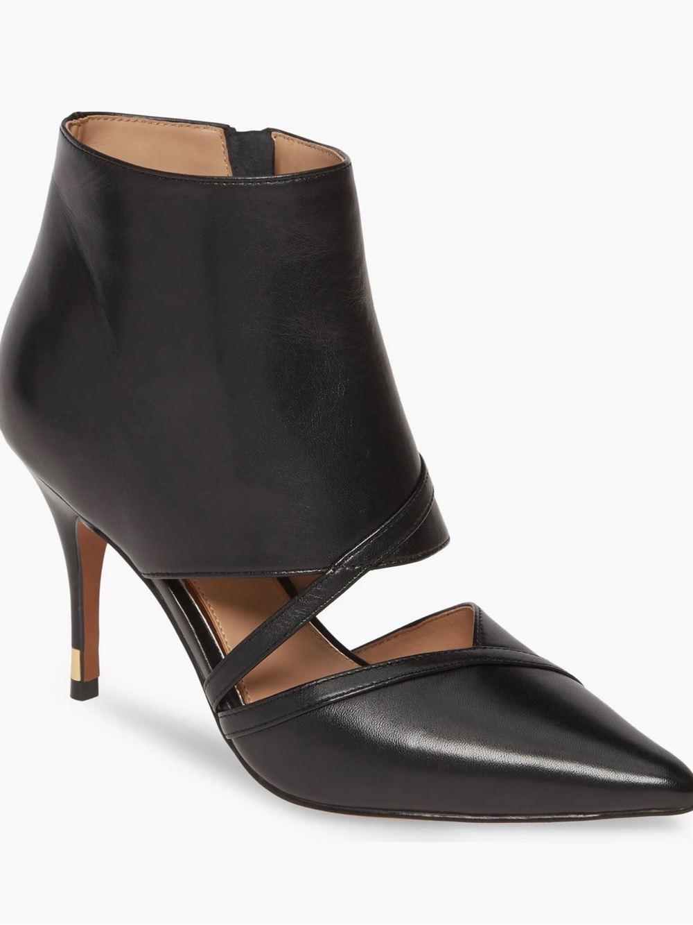 Paolo Black Leather Pointed-Toe Ankle-Strap Heel size 9